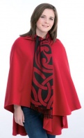 James Pure Wool Celtic Swirl Reversible Scarf Black Red